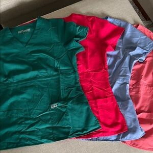 Women’s Grey’s anatomy Barco Green, Red, and Blue Scrub Tops